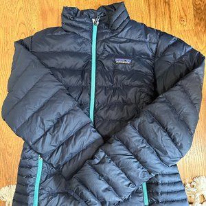 Navy Blue and Teal Patagonia Down Sweater Jacket - S